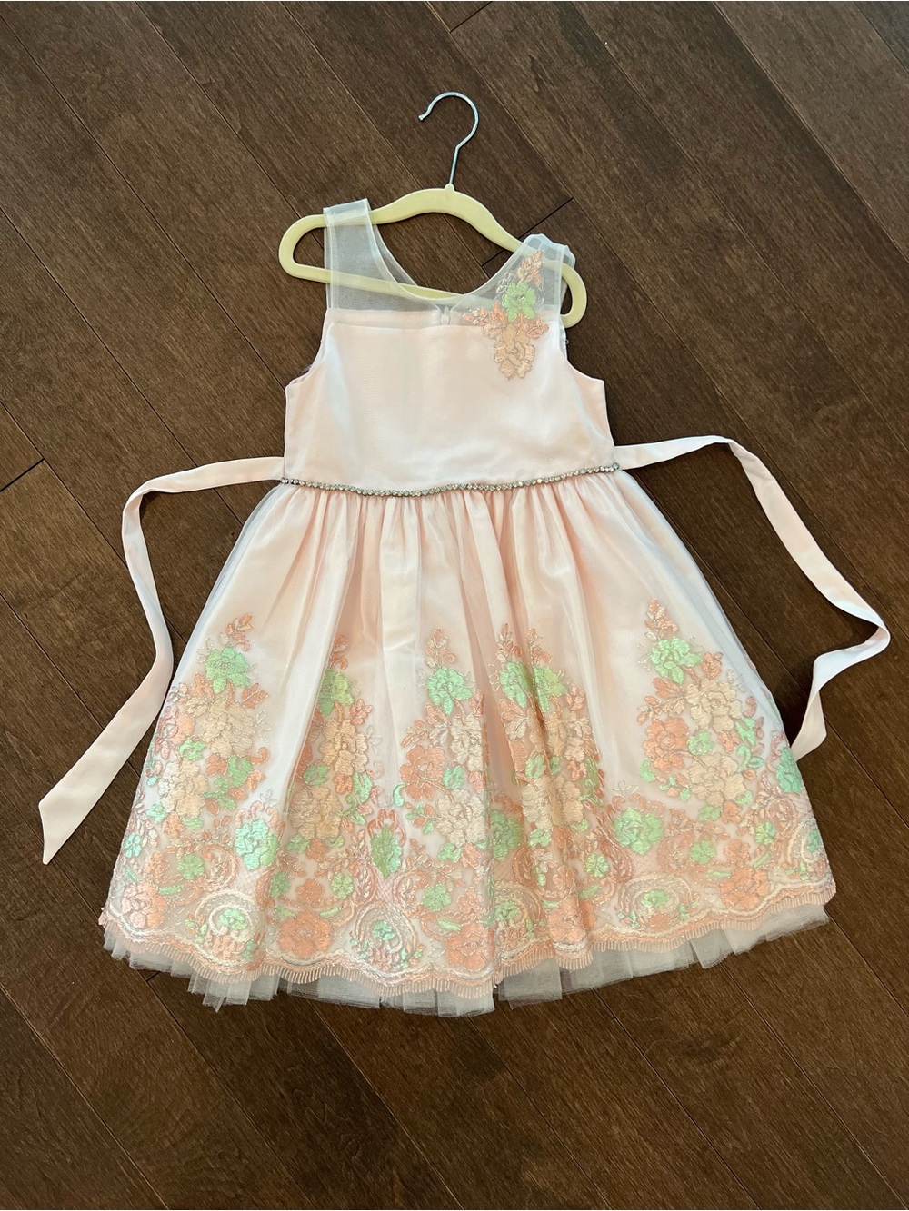 American Princess Pink and Mint Embroidered Floral Tulle Dress